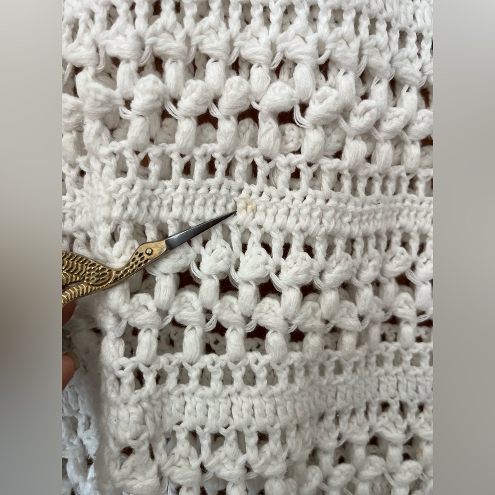 Boden White crochet Crew Neck Sweater with Textured Knit Design 14 - Picture 4 of 8